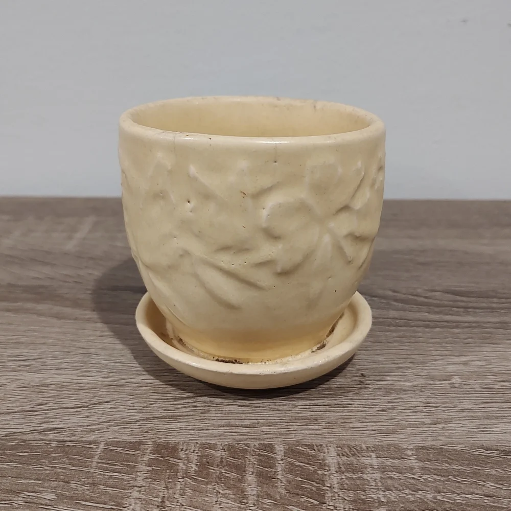 McCoy Pottery Vintage Butterfly Vase 1940s Yellow Glazed FLAWS